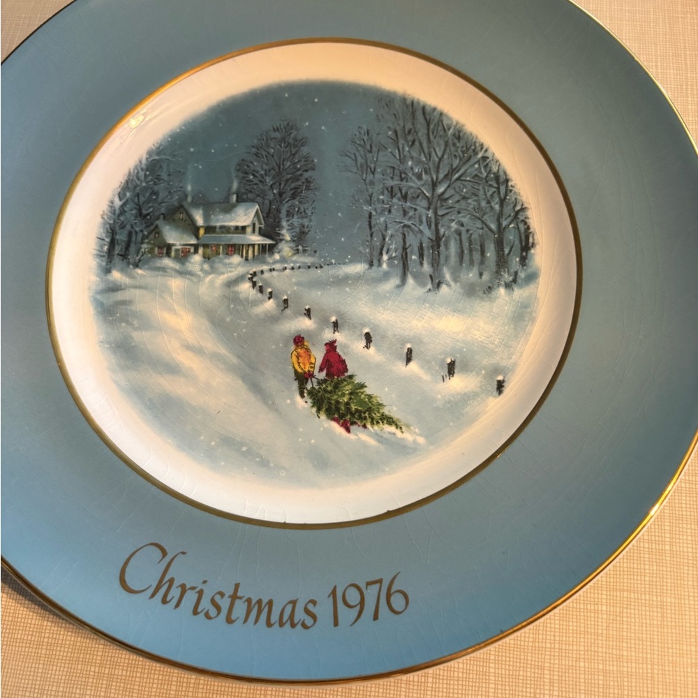 Avon Christmas 1976 Decorative Plate. Third edition bring home the tree.